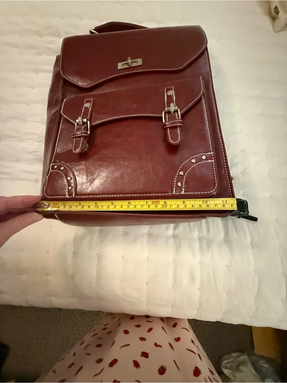 Women's Burgundy Faux Leather Backpack Satchel by Boconi